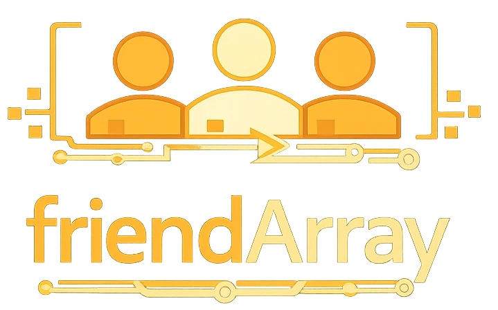 Friend Array logo of 3 people standing side by side inside a pair of brackets